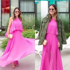 BCBMAXAZRIA pink pleated maxi dress